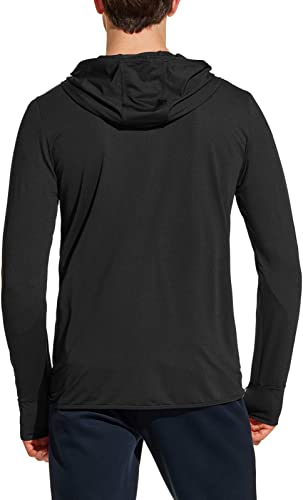 Tsla Men's Upf 50+ Long Sleeve Sun Protection Hoodie, Zip Front Performance Uv/Spf Shirt, Lightweight Running Fishing Shirts, Uv Block Mesh Black, Xx-Large #TOP3