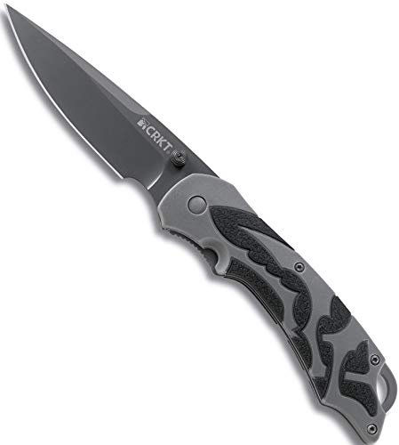 CRKT Moxie EDC Folding Pocket Knife: Assisted Opening Everyday Carry, Grey Blade, Thumb Stud, Liner Lock, Textured Non Slip Handle, Pocket Clip 1102