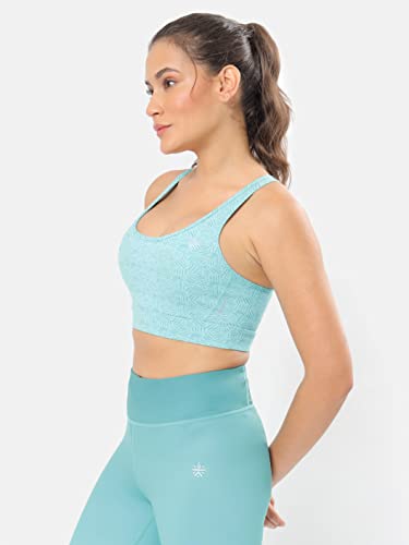 Image of Medium Impact Printed Sports Bra | Compression Fit | Slip-On | Full-Coverage | Removable Cups