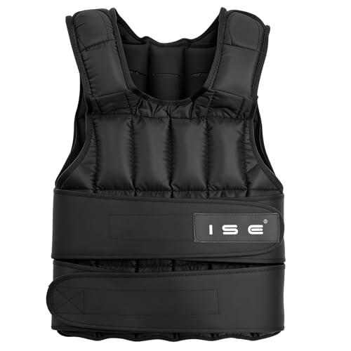 ISE Chaleco Lastrado Crossfit, Tejidos de Oxford, Chaleco Running, Chaleco Lastre con Pesas Ajustable, Weighted Vest con pesas 15KG, Chaleco Peso Entrenamiento negro, Chaleco Con Peso Para Entrenar