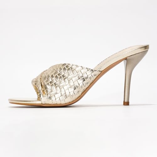 Cape Robbin Women's Braided Strap Heeled Sandals - Dressy Slip On Mules with Stiletto Heel, Comfortable Summer Dress Shoes 2025 (Cristin)2