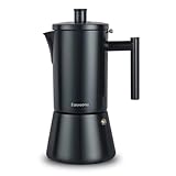 Easyworkz Cafetera italiana Diego de acero inoxidable para cocina, 6 tazas, 300 ml, para inducción, color negro mate
