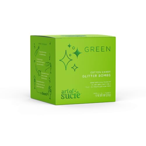 Image of Art of Sucre Green Cotton Drink Candy Glitter Bombs, Edible Glitter, Drop into Drinks, 4 Pieces