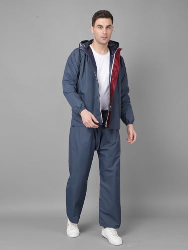 Image of Dollar Rainguard Men's PVC Full Sleeve Solid Reversible Sporty Raincoat Set With Adjustable Hood and Pocket