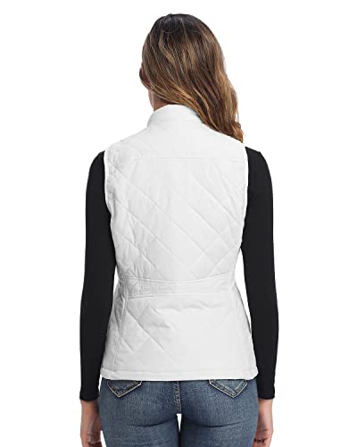 Longking White Women's Outwear Vest, Stand Collar Lightweight Zip Quilted Vest For Women Xxl #TOP5