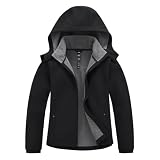 MoFiz Vestes Randonnée Softshell Femme Veste Polaire avec Capuche Noir M...