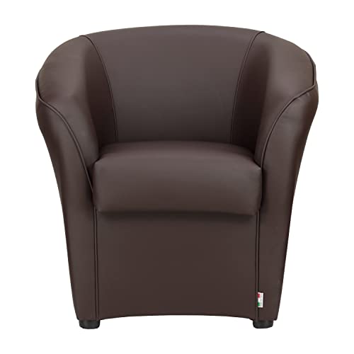 Totò Piccinni Poltrona POZZETTO Imbottita Artigianale in Ecopelle Design Made in Italy (Testa Di Moro)