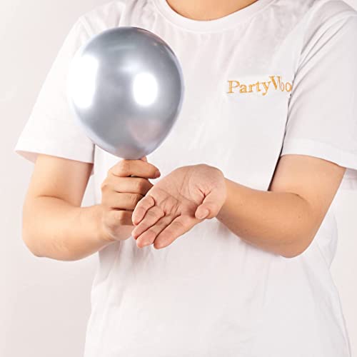 Image of PartyWoo, 50pcs Silver Metallic Balloons, 5inch, Balloon Garland or Arch, Women, Unisex, Birthday, Wedding Decorations