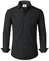 Hemd Herren Langarm Schwarzes Hemd Regular Fit Business Hemden Casual Herrenhemd Freizeithemden Pflegeleicht Bügelleicht Anzug Oberhemden Anzughemd für Alltag Hochzeit Freizeit Party mit Tasche L