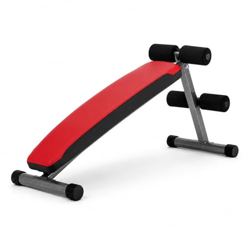 Sit Up Bench with Reverse Crunch Handle Adjustable Weight Bench for Home Gym Core Workout Abdominal Exercise Strength Training & Full Body Fitness Equipment (Black & Red)