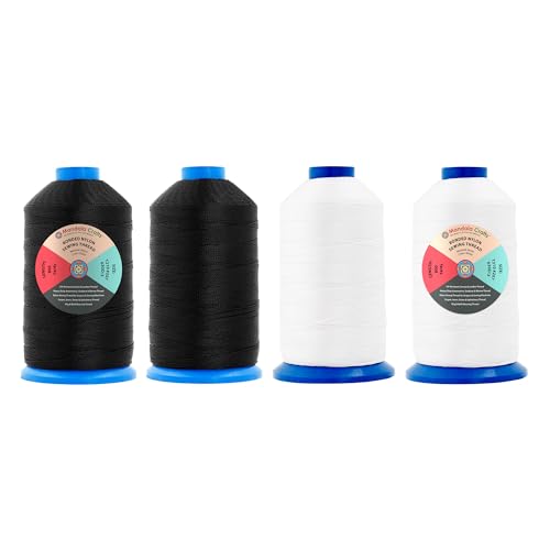 Mandala Crafts Size 207 630D T210 Black White Bonded Nylon Thread, 3200 YDs