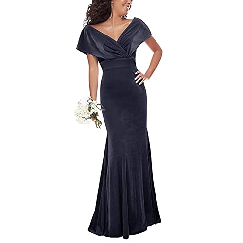 Velvet Bridesmaid Dresses for Women Long Off Shoulder Mermaid Maxi Formal Evening Party Gown