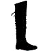 Price comparison product image Womens Riding Flat Thigh High Winter Biker Shoes Fashion Tall Pirate Boot - Black Suede - UK7/EU40 - KL0043I