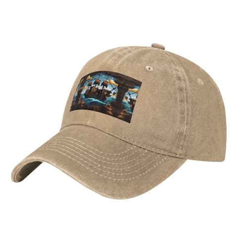 Cartoon Pirate Ship Natural The hat is Breathable, Sweat-Absorbent, and Adjustable, Fashionable and Versatile, Suitable for All Seasons.