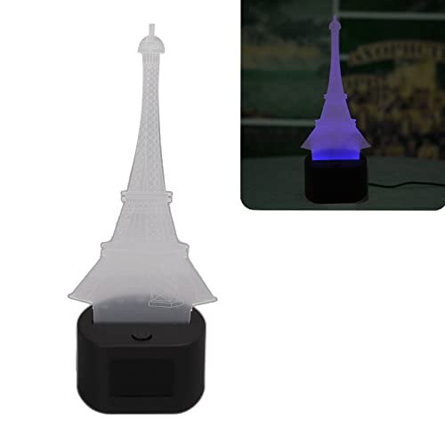 LjwZekyrnt エッフェル塔 3D ランプ カラフルな調光 アクリル ナイトライト バックライト付き 9 着信音 デジタル カレンダー 時計 [4]