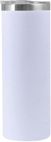Muka Vaso delgado de acero inoxidable de 20 onzas, vaso recto con recubrimiento en polvo, color blanco