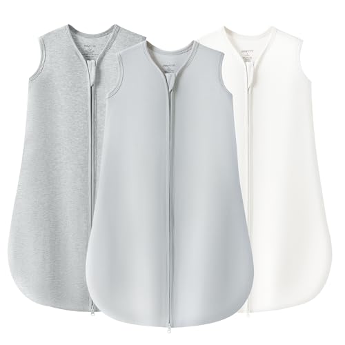 Image of JELLYMONI Baby Sleep Sack 0-6 Months 100% Cotton Wearable Blanket, 0.5 TOG Soft Lightweight Toddler Sleeping Sack 3 Pack 2-Way Zipper Newborn Sleep Sacks