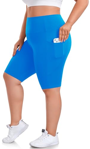 we fleece 8" Plus Size Biker Shorts with Pockets, High Waist