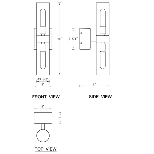 C Cattleya Bathroom Vanity Light Fixture With Gfci Outlets Indoor 2-Light Black Wall Sconce Light Wall Mounted Lamp With Cylinder Glass For Bathroom Bedside Living Room #TOP4