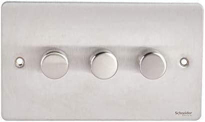 Schneider Electric Ultimate Flat Plate - 4 Gang 2 Way Dimmer Light Switch, Main & Low Voltage, 250W/VA, GU6242CPB, Polished Chrome