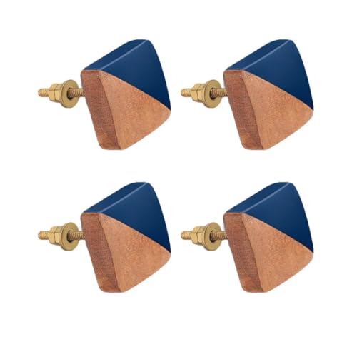Image of 4 Piece Premium Teak Wood Drawer Knobs for Furniture Cabinets & Cupboards | Modern Design | Colour: Natural Wood, Size: 1.5 Inch-| 3 Years Warranty |