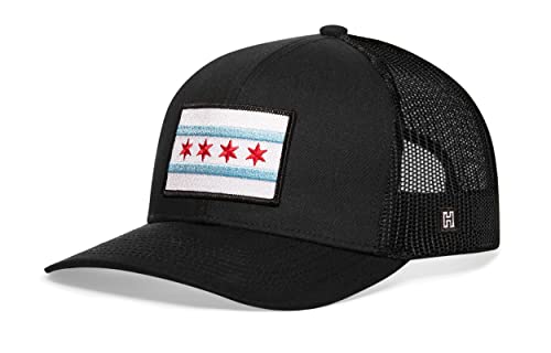 Haka Chicago Flag Hat – Chicago Trucker Hat For Men & Women, Adjustable Baseball Cap, Mesh Snapback, Outdoor Golf Hat - Black #TOP1