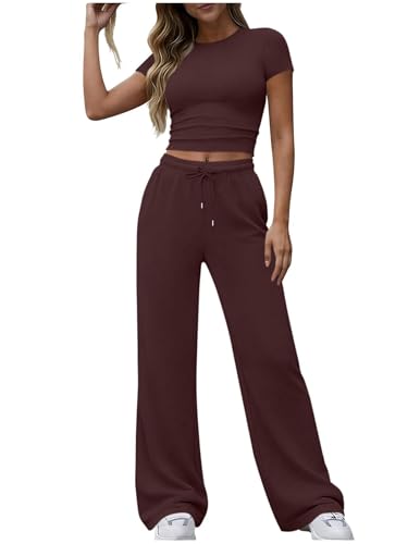 Ensemble haut col rond et pantalon confortable à poches intégrées