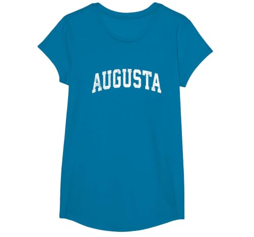 Augusta Georgia GA Vintage Varsity Sports Text T-Shirt, Girls, Sapphire Blue, Large