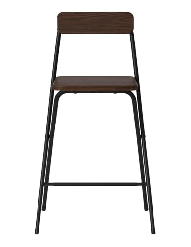 Miniatura 6 de Jardin202 - Taburete Plegable Alto De Metal Extra Grueso Con Reposapies Para Cocinas Y Bar Silla Con Respaldo Resistente Unidad Negra Nogal