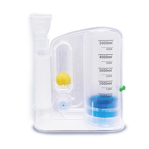 Incentive Spirometer, Breathing Exercise Device for Lungs, Lung Exerciser Device – 6000ml Volumetric Deep Breathing Trainer with Flow Rate Indicator for Respiratory Health & Recovery