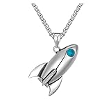 JUSTJUNFEN Necklace for Men Stainless Steel Rocket Pendant Necklace Creative Men's Titanium Steel Necklace Technology Sense Necklace Spaceship Necklace Fashion Pendant