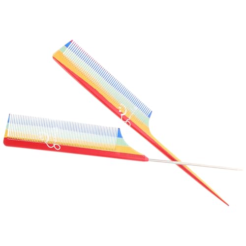 COLLBATH Set 2 Pettini a Coda di Topo in Acciaio e Plastica Pettine per Cotonare e Districare Chioma Fini Leggero e Resistente per Uso Professionale e Personale Adatto per Chioma Bagnati e