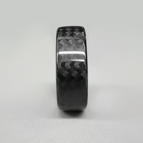 Handmade Ring Band - Men's or Women's Carbon Fiber Twill Ring with Blue Interior, Matte or High Gloss Finish, Flat Black Band, Durable, Waterproof, Sizes 4-16, Custom Band Widths2
