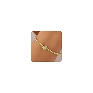 Gold Bracelets for Women 14K Gold Beaded Bracelets Stackable Bracelets for Women Gold Charm Bracelet Non Tarnish Gold Jewelry for Women Trendy