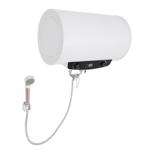 35L Elektrischer Warmwasserbereiter, 2000W Boiler Wandmontage, Warmwasserspeicher mit LED- Anzeige, 3 Heizstufen (35- 75°C), IPX4, Edelstahl- Innentank, Duschkopf, für Bad, Wohnung, Salon, H-7