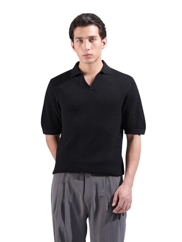 Polo à manches mi-longues en tricot noir XL pour vos sorties chic