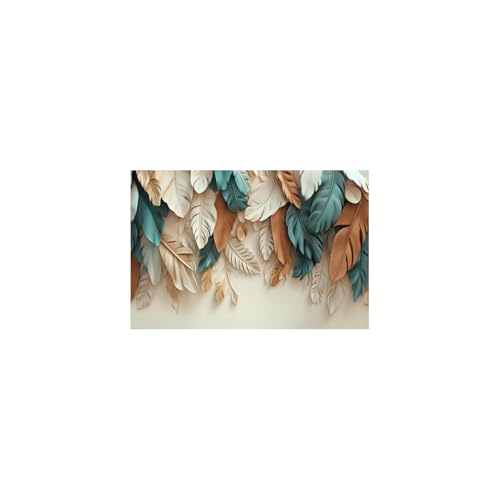 Tableau Décoration Murale Plume Teal pour Salon Moderne Impression Toile Bohème 70x100cm