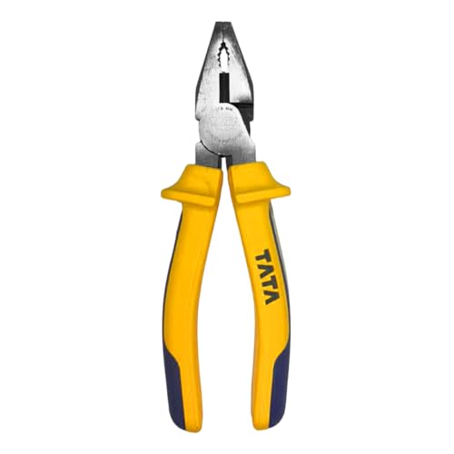 Image of TATA AGRICO Multi-purpose Combination Plier Induction Hardened Cutting Edges| Plier for Cutting, Bending, Pulling & Gripping Wires & Nails| High Strength Construction| Ergonomic Grip (7-inch -Yellow)