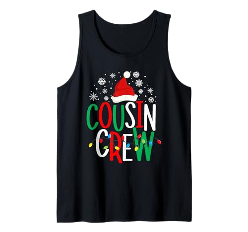 Christmas 2024 Cousin Crew Xmas Lights Funny Matching Pajama Tank Top