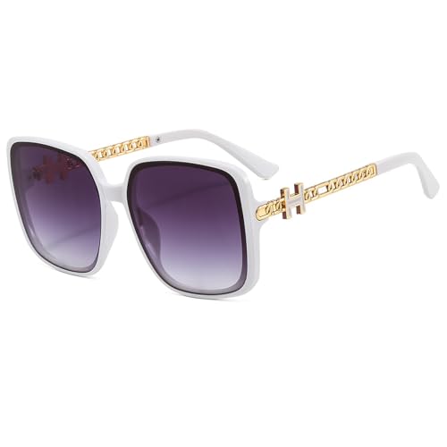 AYBIOSD Gafas De Sol Hombre Mujer Gafas De Sol Retro Marco Cuadrado Súper Grande Gafas De Sol Polarizadas Protección UV400 para Conducir Viaje,Blanca
