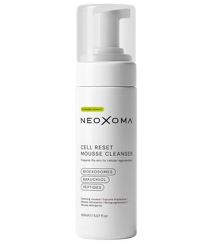 NEOXOMA Cell Reset Mousse Cleanser, Limpiador Facial Efecto Lifting con Bio Exosomas, Bakuchiol y Péptidos, Espuma Limpiadora para Todo Tipo de Piel, Purifica y Rejuvenece