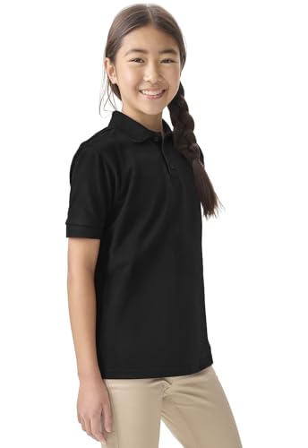 Image of Classroom School Uniforms for Boys and Girls Short Sleeve Pique Polo | Unisex Youth Shirt, Matching Ribbed Collar, Banded Sleeves, Three-button Placket, Comfortable Fit, School Uniform Essential