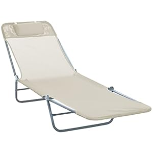 Outsunny Sonnenliege Gartenliege Relaxliege Bäderliege Zweibeinliege 4 Farben (Cremeweiß)