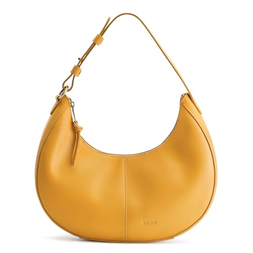 Image of S-ZONE Top Grain Leather Shoulder Bags for Women Hobo Crescent Bag Handbags Purse