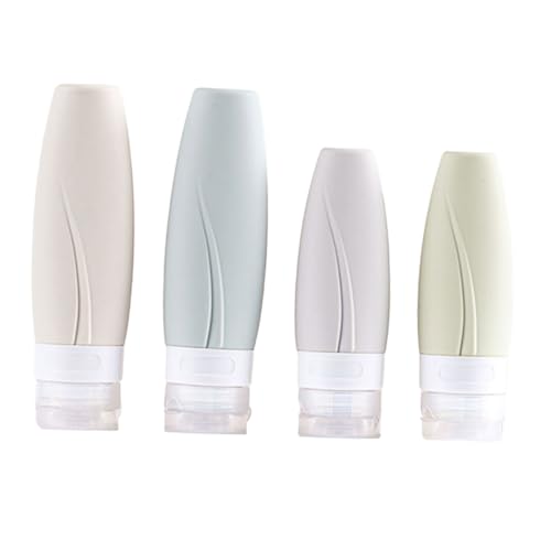 Healeved 4pièces Flacons Rechargeables Silicone Vides Et Portables pour Lotions Voyage Extérieur avec Pochette
