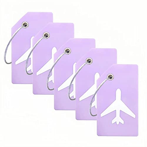Étiquette de bagage silicone violette Ovener lot de 5 porte-adresse valise avion et train