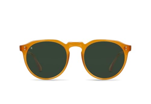Image of RAEN - Remmy - Unisex Retro Round Sunglasses UV Protection - Honey /Bottle Green (Size 52 MM)