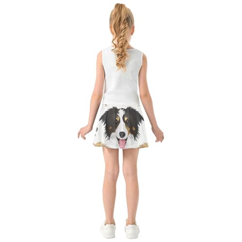 Joisal Athletic Shorts Girls Skorts Skirts with Shorts Cute Comfy Flowy Skirt Cute Border Collie Dog 3t4