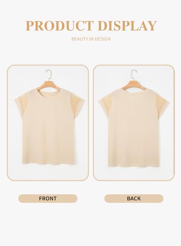 Image of Eytino Plus Size Tops for Women Waffle Knit T-Shirts Round Neck Short Sleeve Casual Loose Basic Tee Blouses(1X-5X)