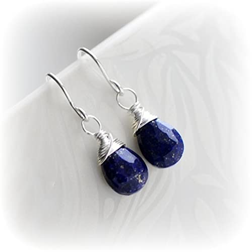 Boucles d'oreilles lapis lazuli en argent sterling bleu